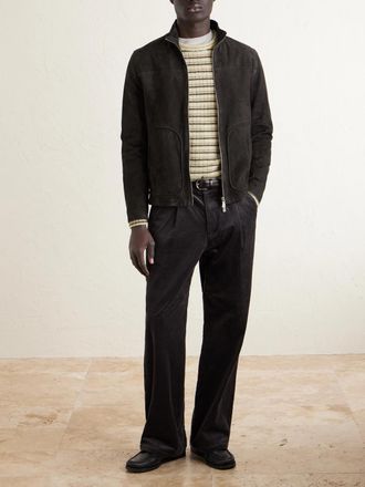 Eleventy Suede Zip-Up Jacket