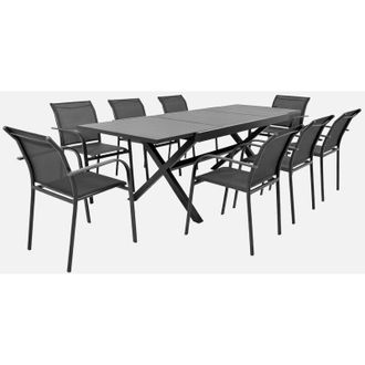 Sweeek Set tavolo da giardino estensibile in alluminio con 8 sedie