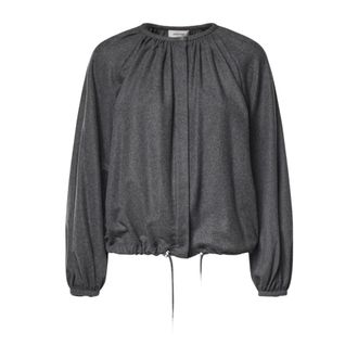 ottod'Ame Camicia con scollo arricciato e bottoni - - Blouses & Shirts - Donna - Grigio - M