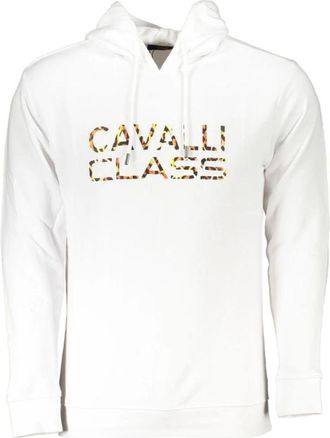 Cavalli Luxe hoodie met logoprint - Heren - Hoodies - Wit - 3XL - Katoen - Hoodies & sweatvesten