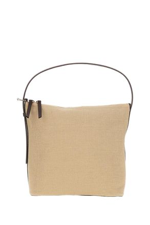 A.P.C. Linen Bag with Leather Accents and Adjustable Strap