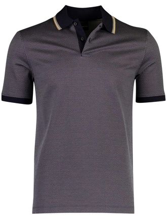 Bugatti Poloshirt Bugatti donkerblauw geprint wijde fit katoen