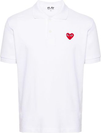 Comme Des Garçons Heart-patch piqué polo shirt - unisex - Cotton - XXXS - White