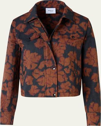 Akris Ikat Flower Motorbike Jacket in Cotton Canvas