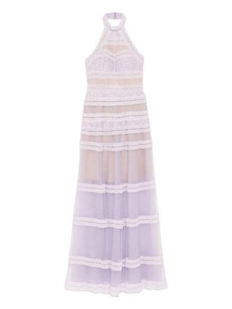 Saiid Kobeisy Lace Striped Long Dress