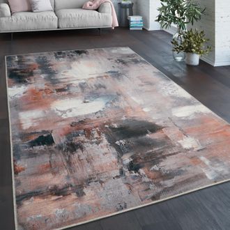 Paco Home Paco Home - Alfombra Salon De Habitacion Tejido Plano Modern Abstract Vintage Se Puede Lavar &Oslash; 120 Cm Redon, Multicolor 4