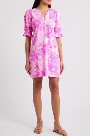 Lilly Pulitzer Delsie Floral Print Puff Sleeve Dress in Parigi Pink Supporting Squad at Nordstrom, Size X-Small