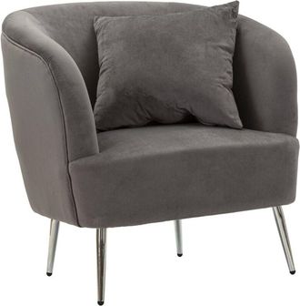 Dmora Dmora - Sill&oacute;n Landi, Asiento Acolchado, Sof&aacute; De Sal&oacute;n Individual, Silla Con Reposabrazos, 73x66 H78 Cm, Gris Y Plata
