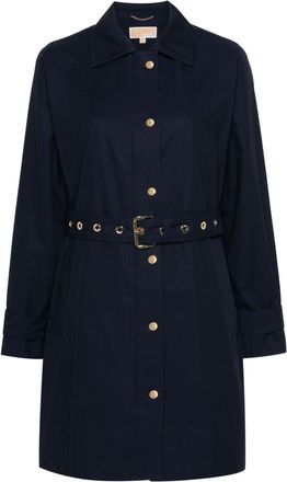 Michael Michael Kors mid-length trench coat - women - Polyester/Cotton - L - Blue