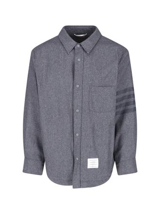 Thom Browne Grey 4-Bar Wool Flannel Shirt