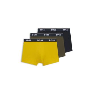 BOSS Three-pack of cotton trunks with logo waistband