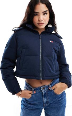 Tommy Jeans Womens Alaska puffer with faux fur hood in navy - Size X-Large