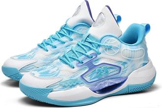 Generic Mens Basketball Shoes are Non Slip Breathable, Wear-Resistant, Fashionable Comfortable Outdoor Sports Boots Walking Shoes(Cyan,3.5 UK)