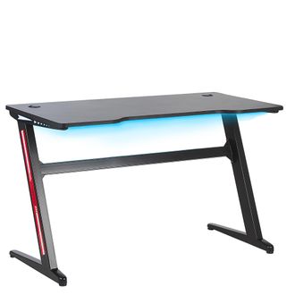 Beliani Beliani - Escritorio Para Jugadores Patas De Metal Mdf Negro Rectangular Altura Ajustable 120 X 60 Cm Con Luces Rgb Oficina En Casa Dise&ntilde;o Moderno Dar