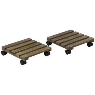 OUTSUNNY 2 Pack Plant Stand with Wheels Mobile Flowerpot Holder for Indoor & Outdoor Use | TJ Hughes