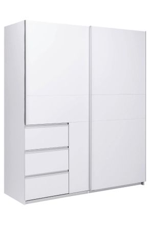 MID.YOU Mid.you Schiebet&uuml;renschrank, Wei&szlig;, Metall, 2 F&auml;cher, 3 Schubladen, 175x205x61.5 cm, in verschiedenen Gr&ouml;&szlig;en erh&auml;ltlich, Schlafzimmer, Kleiderschr&auml;nke,