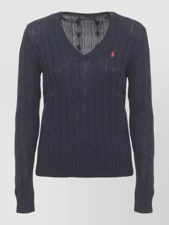 Ralph Lauren cable knit cotton sweater v neck