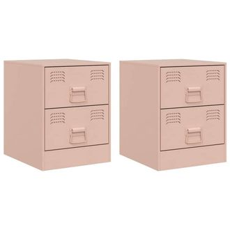 Berkfield Home Bedside Cabinets 2 pcs Pink 34.5x39x44 cm Steel