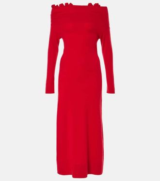 Altuzarra Abito lungo Lunaire in cashmere con scollo bardot