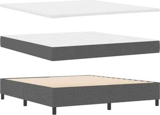 vidaXL Cama Tipo Box Spring Con Colch&oacute;n Gris Oscuro 180 X 200 Cm Tela Vidaxl