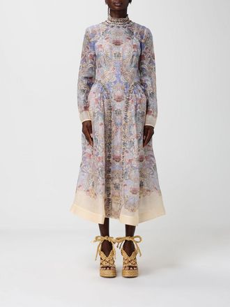 Zimmermann Abito Rebellion midi Zimmermann in lino e seta stampato