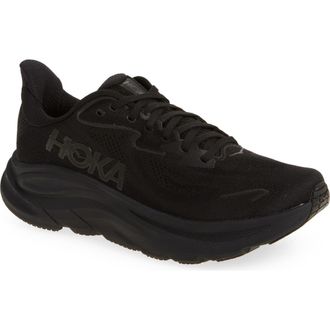 Hoka One One Clifton 10 Running Shoe in Black /Black at Nordstrom, Size 5