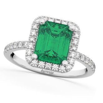 Allurez Lab Emerald & Lab Diamond Engagement Ring 14k in 3.32Ct/white Gold at Nordstrom, Size 6.5