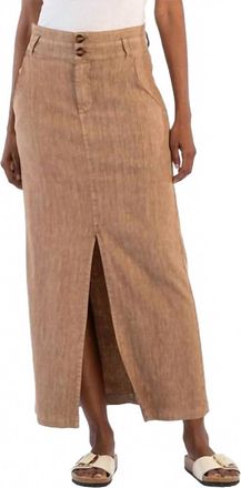 Kut from the Kloth Frieda Front Slit Skirt In Wood
