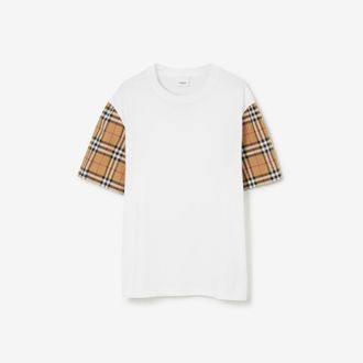 Burberry Check Sleeve Cotton T-shirt