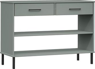 vidaXL Armario Consola Patas De Metal Madera Maciza Pino Gris Oslo Vidaxl