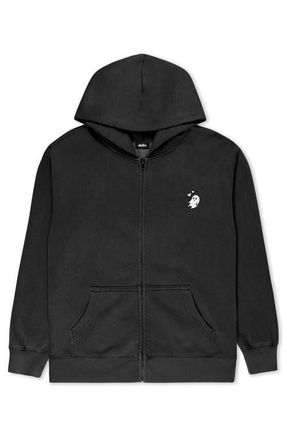 Dalix Heartly Ghost Midweight Fleece Faded Zip Hooded Sweatshirt in Faded Black at Nordstrom, Size Xx-Large