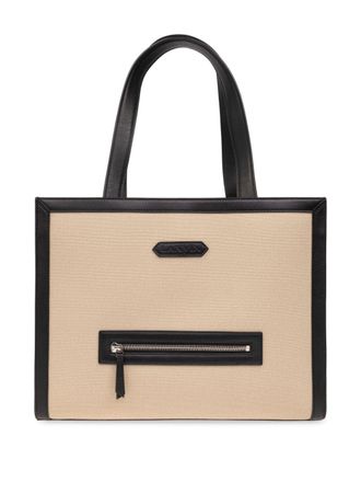 Lanvin contrasting-trim cotton tote bag - Neutrals