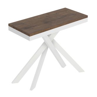 Itamoby Consolle Allungabile Con Gambe Incrociate - Saki - Colore: Noce - Telaio: Bianco - Bordo: Bianco - Dimensioni: 90x40/196