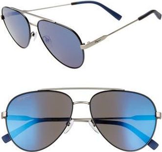 Ferragamo 59mm Aviator Sunglasses in Black Mt Dk Ruthenm at Nordstrom Rack