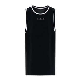 Balmain Short Dresses, female, Black, Size: L Embroidered Logo Beach Dress