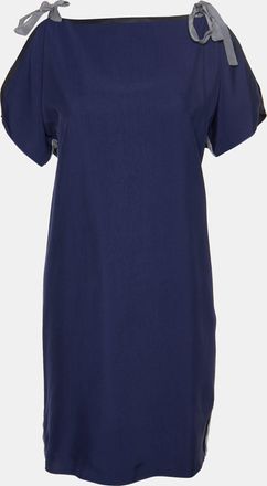 Sportmax Navy Blue Jersey Bow Detail Mini Dress