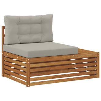 vidaXL Sof&aacute; Modular De Exterior Con Coj&iacute;n 3 Pieza Gris Natural Y Claro Vidaxl