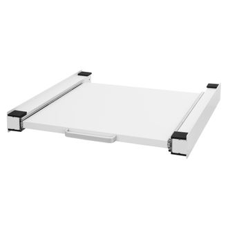 ML Design Ml-design - Bastidor Intermedio Con Estante Extra&iacute;ble De Acero 60 X 60 Cm Blanco Soporte De Conexi&oacute;n Para Lavadora Y Secadora Kit Intermedio Universal