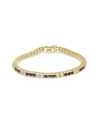 House of Brilliance Colorful Gemstones 14K 6.76 ct. tw. Diamond & Sapphire Tennis Bracelet