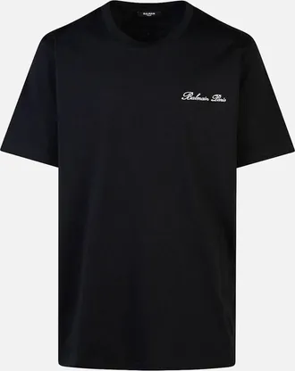 Balmain Mens Balmain Logo Embroidered Loose Fit T-Shirt in Black - Size: 36