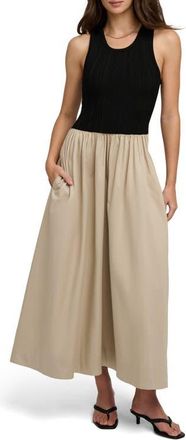 Favorite Daughter The Lennon Sleeveless Maxi Dress in Black/khaki at Nordstrom, Size X-Large