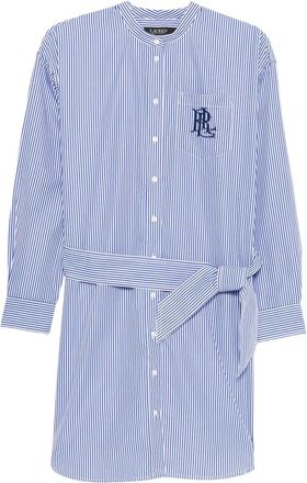 Ralph Lauren Vertical Striped Long Sleeve Midi Dress With Waist Belt
