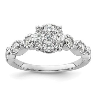 Diamond2Deal 14k White Gold Lab Grown Diamond Engagement Ring 0.8Ct Clarity- VS Color- G-H