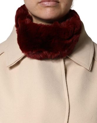 Dolce & Gabbana Red Lamb Fur Collar Women Neck Wrap 50cm x 8cm Womens Scarf