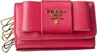 Prada Pre-owned Accessories, female, Pink, Size: ONE SIZE Pre-owned Leather Key-holder