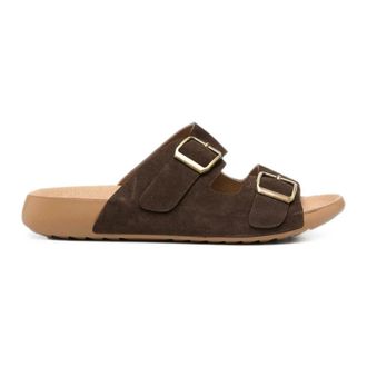 Sergio Moretti Schoenen, Dames, Bruin, 38 EU, Su&egrave;de, Slippers met sleehak en open neus