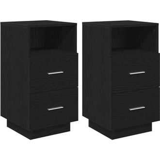 vidaXL Mesillas De Noche 2 Uds Con 2 Cajones Negro 36x36x68 Cm Vidaxl