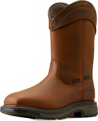 Ariat Mens Workhog Extremely Wellington Waterproof Carbon Toe Work Boot - Medium In Distressed Brown