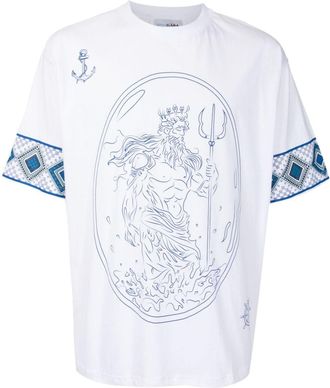Amir Slama Poseidon-print cotton T-shirt - men - Cotton - GG - White