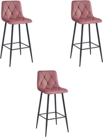 OEM Taburete Nado - Terciopelo Rosa Oscuro / Patas Negras X 3